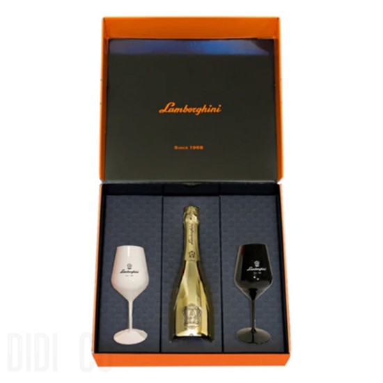 Lamborghini Gold Brut 2 Glasses Gift Set 750ml