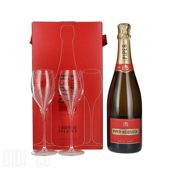 Piper Heidsieck Cuvee Brut Champagne 2 Glasses Set 750ml