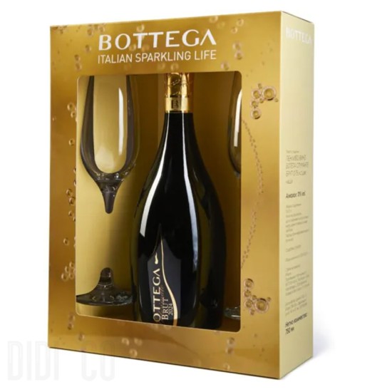 Bottega Spumante Brut Millesimato с две чаши 750мл
