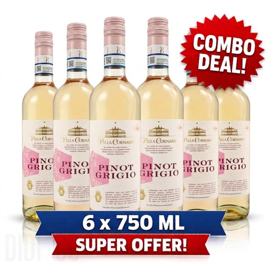 Wine Box Villa Cornaro Rose Pinot Grigio DOC 6 x 750ml